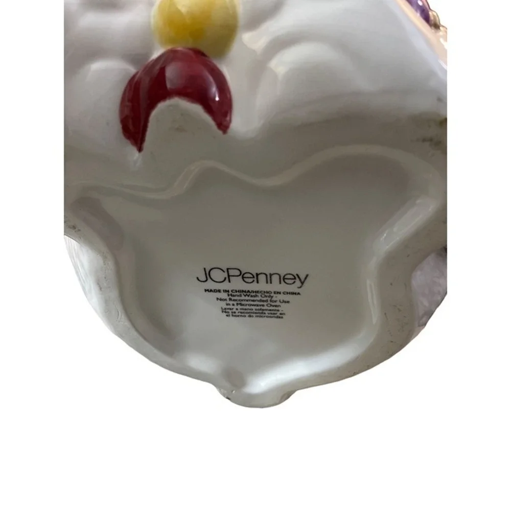 JCPenney Ceramic Polar‎ Bear Cookie Jar Christmas Lights Collar Lid